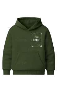 Тепле дитяче худі з принтом на замовлення на флісі (Хакі)