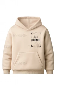 Тепле дитяче худі з принтом на замовлення на флісі (Бежеве)