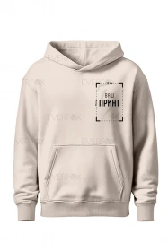 Худі оверсайз з принтом на замовлення (Бежеве)
